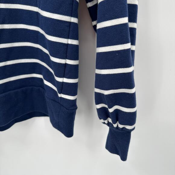 J. CREW Eyelet Ruffle Blue Striped Pullover Sweatshirt BE275 // S - Picture 6 of 9